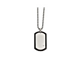 White Cubic Zirconia Polished Stainless Steel mens Dog Tag Pendant With Chain