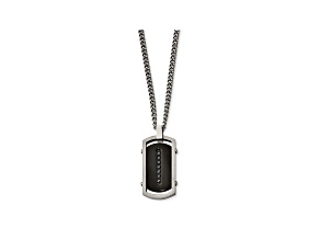 Black Cubic Zirconia Stainless Steel Mens Pendant With Chain