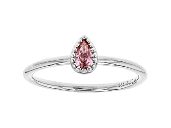 Picture of Pink Cubic Zirconia Rhodium Over Sterling Silver Ring 0.37ctw