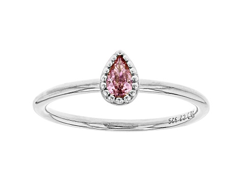 Pink Cubic Zirconia Rhodium Over Sterling Silver Ring 0.37ctw