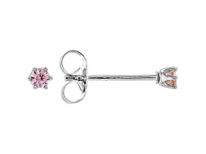 Pink Cubic Zirconia Rhodium Over Sterling Silver Stud Earrings 0.16ctw