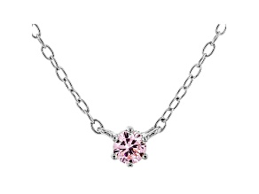 Pink Cubic Zirconia Rhodium Over Sterling Silver Necklace 0.13ctw