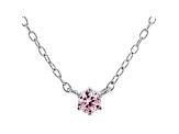 Pink Cubic Zirconia Rhodium Over Sterling Silver Necklace 0.13ctw