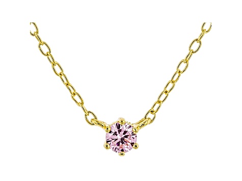 Pink Cubic Zirconia 18K Yellow Gold Over Sterling Silver Necklace 0.13ctw