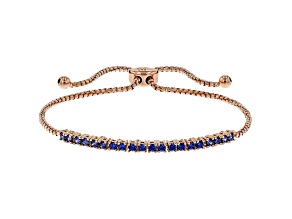 Blue Cubic Zirconia 18K Rose Gold Over Sterling Silver Adjustable Bracelet 1.08ctw