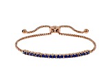 Blue Cubic Zirconia 18K Rose Gold Over Sterling Silver Adjustable Bracelet 1.08ctw