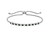 Green And White Cubic Zirconia Rhodium Over Sterling Silver Adjustable Bracelet 1.12ctw