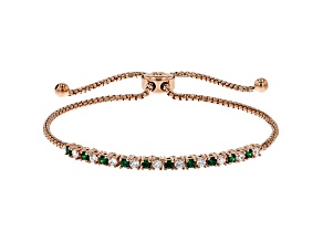 Green And White Cubic Zirconia 18K Rose Gold Over Sterling Silver Adjustable Bracelet 1.12ctw