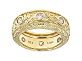 White Cubic Zirconia 18k Yellow Gold Over Sterling Silver Eternity Band Ring 1.40ctw