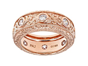 White Cubic Zirconia 18k Rose Gold Over Sterling Silver Eternity Band Ring 1.40ctw