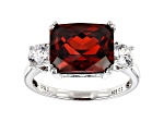Red And White Cubic Zirconia Rhodium Over Sterling Silver Ring 8.09ctw