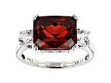 Red And White Cubic Zirconia Rhodium Over Sterling Silver Ring 8.09ctw