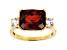 Red And White Cubic Zirconia 18K Yellow Gold Over Sterling Silver Ring 8.09ctw