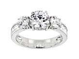 White Cubic Zirconia Rhodium Over Sterling Silver Ring 4.05ctw