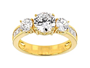 White Cubic Zirconia 18K Yellow Gold Over Sterling Silver Ring 4.05ctw