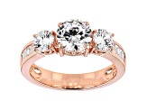 White Cubic Zirconia 18K Rose Gold Over Sterling Silver Ring 4.05ctw