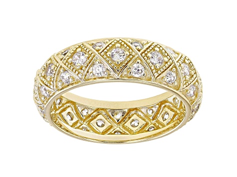 White Cubic Zirconia 18k Yellow Gold Over Sterling Silver Eternity Band Ring 1.83ctw