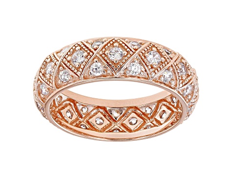 White Cubic Zirconia 18k Rose Gold Over Sterling Silver Eternity Band Ring 1.83ctw