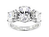 White Cubic Zirconia Rhodium Over Sterling Silver Ring 6.49ctw