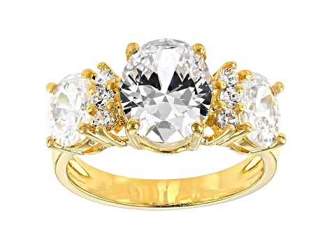 White Cubic Zirconia 18K Yellow Gold Over Sterling Silver Ring 6.49ctw