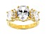White Cubic Zirconia 18K Yellow Gold Over Sterling Silver Ring 6.49ctw