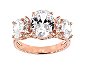 White Cubic Zirconia 18K Rose Gold Over Sterling Silver Ring 6.49ctw