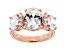 White Cubic Zirconia 18K Rose Gold Over Sterling Silver Ring 6.49ctw