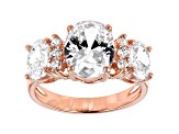 White Cubic Zirconia 18K Rose Gold Over Sterling Silver Ring 6.49ctw