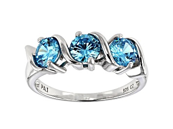 Blue Cubic Zirconia 18K Yellow Gold Over Sterling Silver Ring 2.16ctw