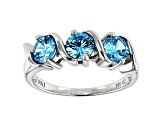 Blue Cubic Zirconia Rhodium Over Sterling Silver Ring 2.16ctw