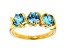 Blue Cubic Zirconia 18K Yellow Gold Over Sterling Silver Ring 2.16ctw