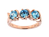 Blue Cubic Zirconia 18K Rose Gold Over Sterling Silver Ring 2.16ctw