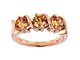 Champagne Cubic Zirconia 18K Rose Gold Over Sterling Silver Ring 2.38ctw