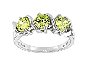 Green Cubic Zirconia Rhodium Over Sterling Silver Ring 2.34ctw