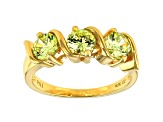 Green Cubic Zirconia 18K Yellow Gold Over Sterling Silver Ring 2.34ctw