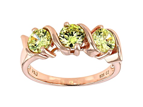 Green Cubic Zirconia 18K Rose Gold Over Sterling Silver Ring 2.34ctw