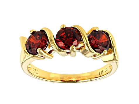 Red Cubic Zirconia 18K Yellow Gold Over Sterling Silver Ring 2.38ctw