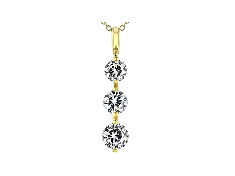 White Cubic Zirconia 18K Yellow Gold Over Sterling Silver Pendant With Chain 3.20ctw