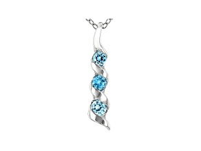 Blue Cubic Zirconia Rhodium Over Sterling Silver Pendant With Chain 0.42ctw