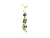 Blue Cubic Zirconia 18K Yellow Gold Over Sterling Silver Pendant With Chain 0.42ctw