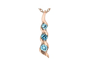 Blue Cubic Zirconia 18K Rose Gold Over Sterling Silver Pendant With Chain 0.42ctw