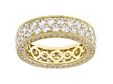 White Cubic Zirconia 18k Yellow Gold Over Sterling Silver Eternity Band Ring 7.72ctw