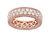 White Cubic Zirconia 18k Rose Gold Over Sterling Silver Eternity Band Ring 7.72ctw