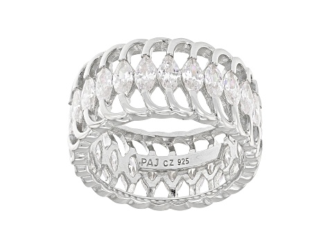 White Cubic Zirconia Rhodium Over Sterling Silver Eternity Band Ring 5.95ctw