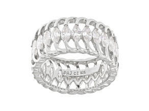 White Cubic Zirconia Rhodium Over Sterling Silver Eternity Band Ring 5.95ctw