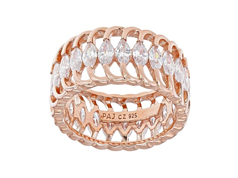 White Cubic Zirconia 18k Rose Gold Over Sterling Silver Eternity Band Ring 5.95ctw