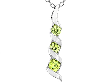 Green Cubic Zirconia Rhodium Over Sterling Silver Pendant With Chain 0.40ctw