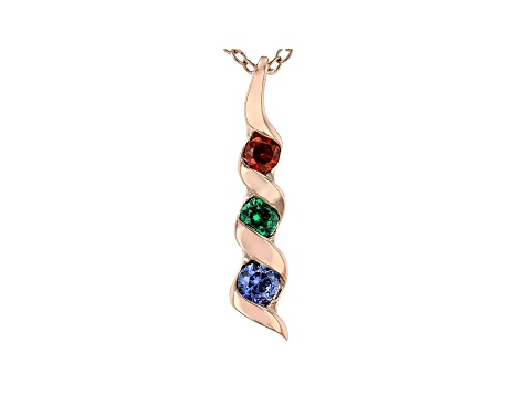 Blue, Green, And Red Cubic Zirconia 18K Rose Gold Over Sterling Silver Pendant With Chain 0.41ctw