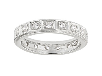 Picture of White Cubic Zirconia Rhodium Over Sterling Silver Eternity Band Ring 0.99ctw