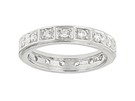 White Cubic Zirconia Rhodium Over Sterling Silver Eternity Band
